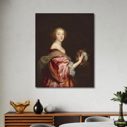 Catherine Howard Lady D'Aubigny Anthony van Dyck avd12 quadro stampato su tela