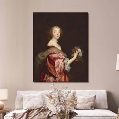 Catherine Howard Lady D'Aubigny Anthony van Dyck avd12 quadro stampato su tela