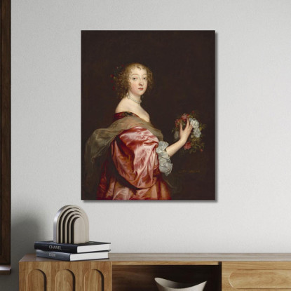Catherine Howard Lady D'Aubigny Anthony van Dyck avd12 quadro stampato su tela