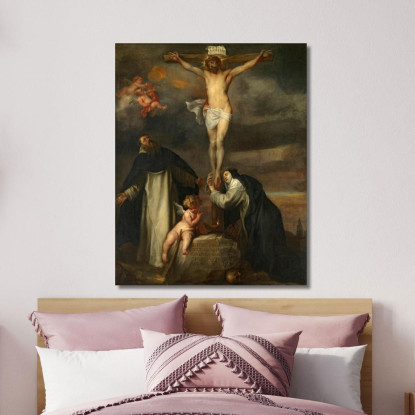 Cristo In Croce Con Santa Caterina Da Siena San Domenico E Un Angelo Anthony van Dyck avd20 quadro stampato su tela