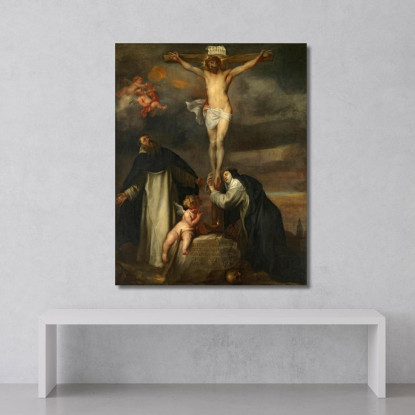Cristo In Croce Con Santa Caterina Da Siena San Domenico E Un Angelo Anthony van Dyck avd20 quadro stampato su tela