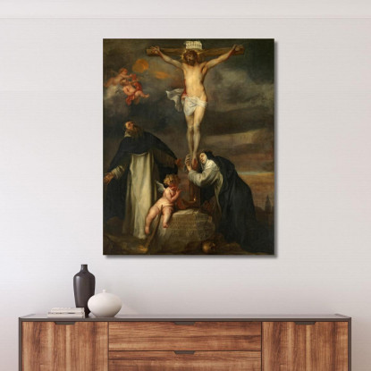 Cristo In Croce Con Santa Caterina Da Siena San Domenico E Un Angelo Anthony van Dyck avd20 quadro stampato su tela