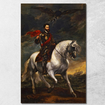 Ritratto Equestre Dell'Imperatore Carlo V Anthony van Dyck avd25 quadro stampato su tela