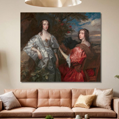 Katherine Contessa Di Chesterfield E Lucy Contessa Di Huntingdon Anthony van Dyck avd41 quadro stampato su tela