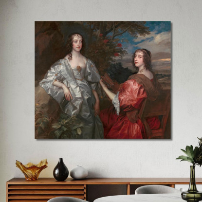 Katherine Contessa Di Chesterfield E Lucy Contessa Di Huntingdon Anthony van Dyck avd41 quadro stampato su tela
