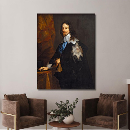 Re Carlo I D'Inghilterra Anthony van Dyck avd42 quadro stampato su tela