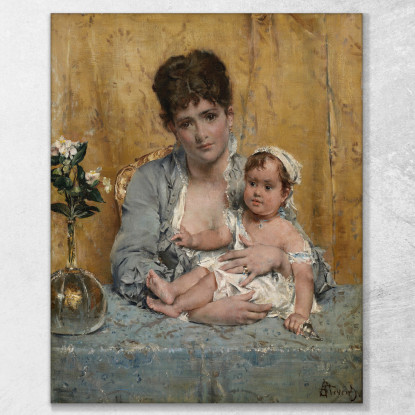 Madre E Figlio Alfred Stevens stal65 quadro stampato su tela