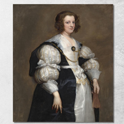 Signora Con Ventaglio Anthony van Dyck avd45 quadro stampato su tela