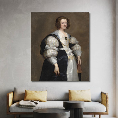 Signora Con Ventaglio Anthony van Dyck avd45 quadro stampato su tela