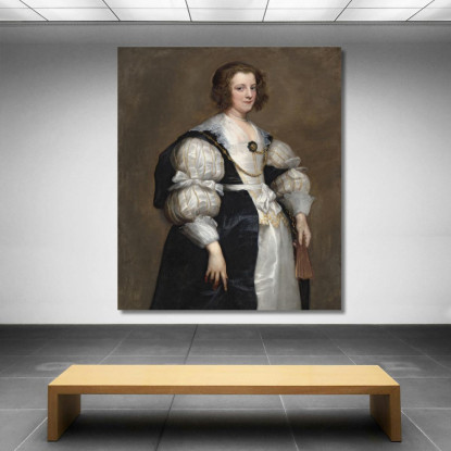 Signora Con Ventaglio Anthony van Dyck avd45 quadro stampato su tela