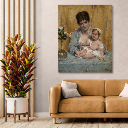 Madre E Figlio Alfred Stevens stal65 quadro stampato su tela