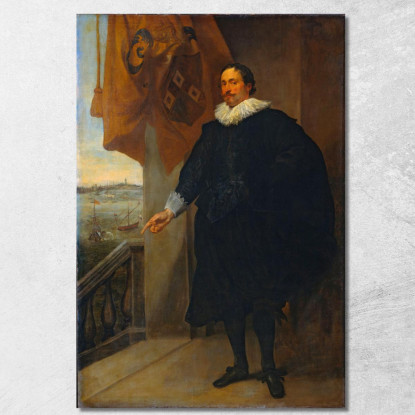 Ritratto Di Un Nobile Forse Adriaan Van Der Borcht Anthony van Dyck avd69 quadro stampato su tela