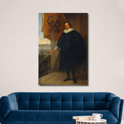 Ritratto Di Un Nobile Forse Adriaan Van Der Borcht Anthony van Dyck avd69 quadro stampato su tela