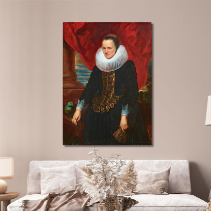 Ritratto Di Una Nobildonna Con Un Pappagallo Anthony van Dyck avd70 quadro stampato su tela