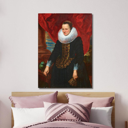 Ritratto Di Una Nobildonna Con Un Pappagallo Anthony van Dyck avd70 quadro stampato su tela