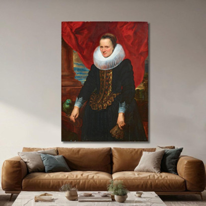 Ritratto Di Una Nobildonna Con Un Pappagallo Anthony van Dyck avd70 quadro stampato su tela