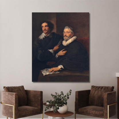 Ritratto Degli Incisori Pieter De Jode Il Vecchio E Pieter De Jode Il Giovane Anthony van Dyck avd87 quadro stampato su tela