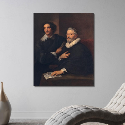 Ritratto Degli Incisori Pieter De Jode Il Vecchio E Pieter De Jode Il Giovane Anthony van Dyck avd87 quadro stampato su tela