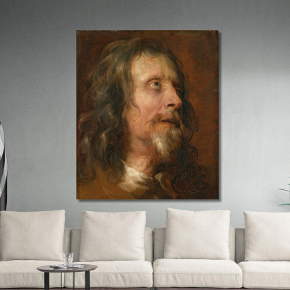 Studio Del Ritratto Di Un Uomo Barbuto Anthony van Dyck avd89 quadro stampato su tela