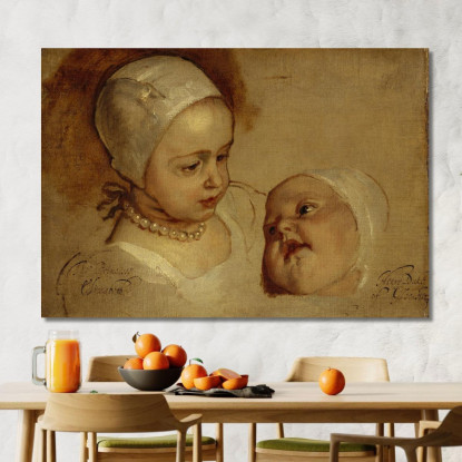 La Principessa Elisabetta E La Principessa Anna. Figlie Di Carlo I Anthony van Dyck avd90 quadro stampato su tela