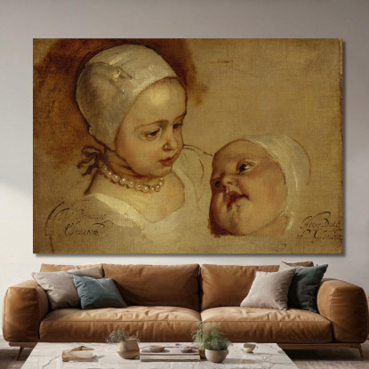 La Principessa Elisabetta E La Principessa Anna. Figlie Di Carlo I Anthony van Dyck avd90 quadro stampato su tela