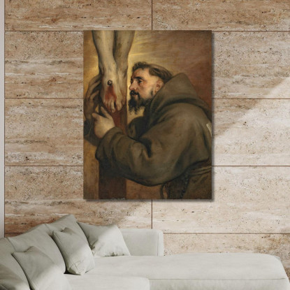 San Francesco D'Assisi Ai Piedi Della Croce Anthony van Dyck avd98 quadro stampato su tela