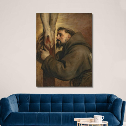 San Francesco D'Assisi Ai Piedi Della Croce Anthony van Dyck avd98 quadro stampato su tela
