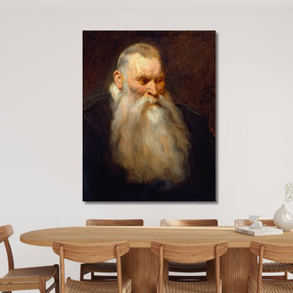 Testa Di Studio Di Un Vecchio Con La Barba Bianca Anthony van Dyck avd106 quadro stampato su tela