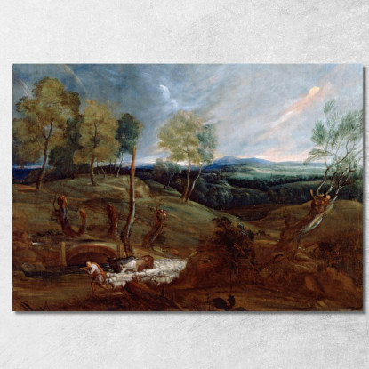 Paesaggio Al Tramonto Con Un Pastore E Il Suo Gregge Anthony van Dyck avd109 quadro stampato su tela