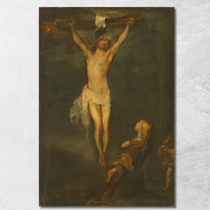 La Crocifissione Con Santa Rosalia Anthony van Dyck avd113 quadro stampato su tela