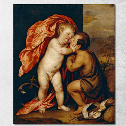 I Neonati Cristo E San Giovanni Battista Anthony van Dyck avd115 quadro stampato su tela