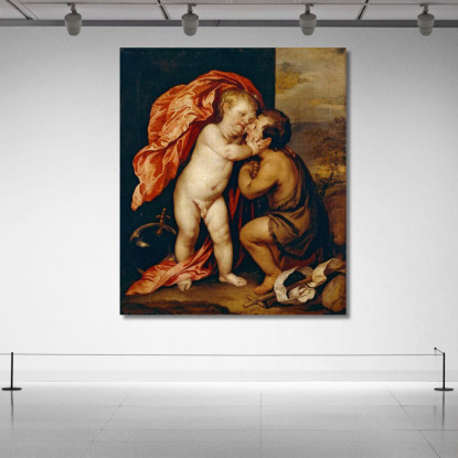 I Neonati Cristo E San Giovanni Battista Anthony van Dyck avd115 quadro stampato su tela