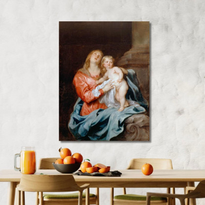 La Madonna Col Bambino Anthony van Dyck avd119 quadro stampato su tela