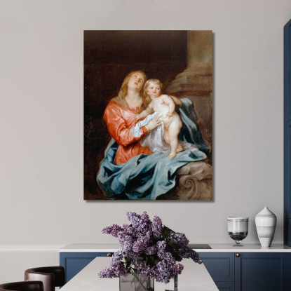La Madonna Col Bambino Anthony van Dyck avd119 quadro stampato su tela