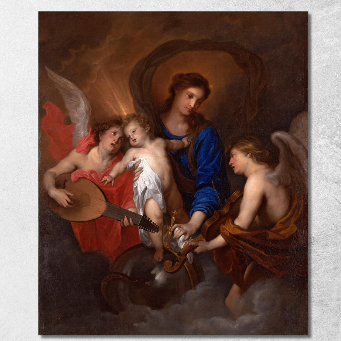 Vergine Col Bambino E Angeli Musicanti Anthony van Dyck avd134 quadro stampato su tela