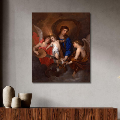 Vergine Col Bambino E Angeli Musicanti Anthony van Dyck avd134 quadro stampato su tela