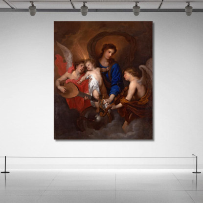 Vergine Col Bambino E Angeli Musicanti Anthony van Dyck avd134 quadro stampato su tela