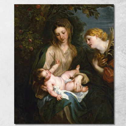 Madonna Col Bambino E Santa Caterina D'Alessandria Anthony van Dyck avd135 quadro stampato su tela