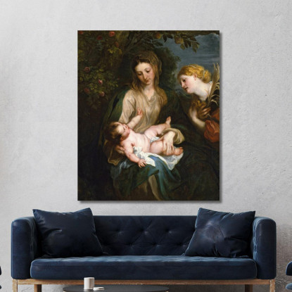 Madonna Col Bambino E Santa Caterina D'Alessandria Anthony van Dyck avd135 quadro stampato su tela