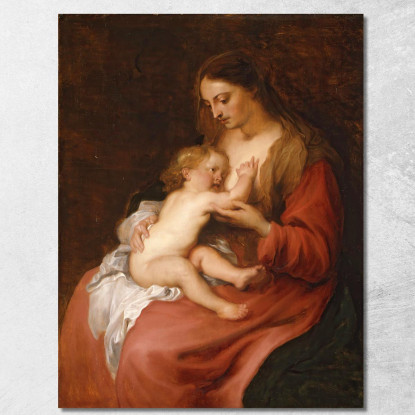 Vergine E Bambino Anthony van Dyck avd136 quadro stampato su tela