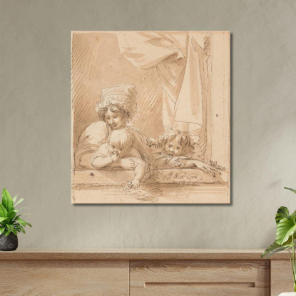 Una Madre E Due Figli Benjamin West bwt2 quadro stampato su tela