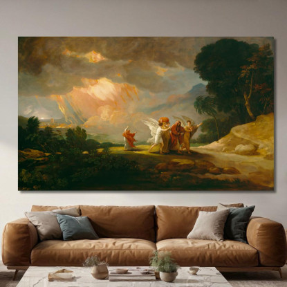 Lot In Fuga Da Sodoma Benjamin West bwt32 quadro stampato su tela
