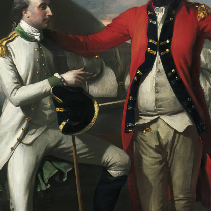 Due Ufficiali E Uno Sposo In Un Paesaggio Benjamin West bwt76 quadro stampato su tela