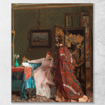 La Visita 2 Alfred Stevens stal91 quadro stampato su tela