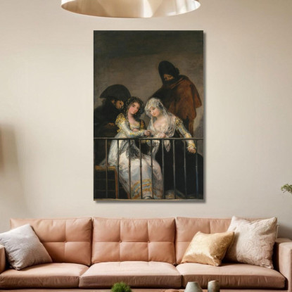 Majas Su Un Balcone Francisco de Goya fgy33 quadro stampato su tela