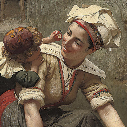 Il Piccolo Aiutante Della Mamma Frederick Arthur Bridgman fab38 quadro stampato su tela