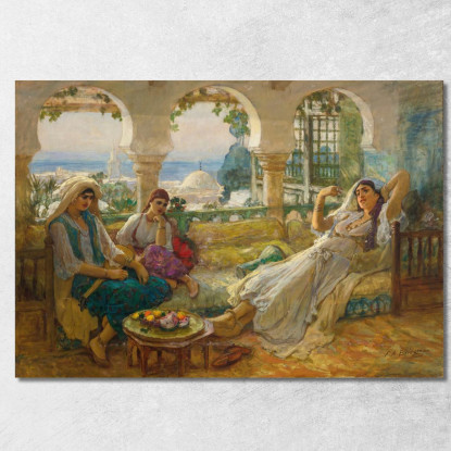 Sulla Terrazza Frederick Arthur Bridgman fab41 quadro stampato su tela