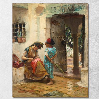 La Lezione Di Cucito Frederick Arthur Bridgman fab63 quadro stampato su tela