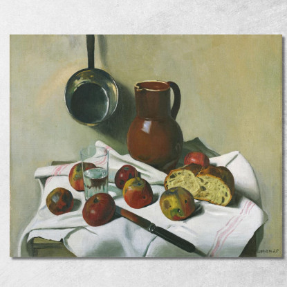 Mele Brocca Bicchiere D'Acqua E Pentola Di Latta Félix Vallotton fvl3 quadro stampato su tela