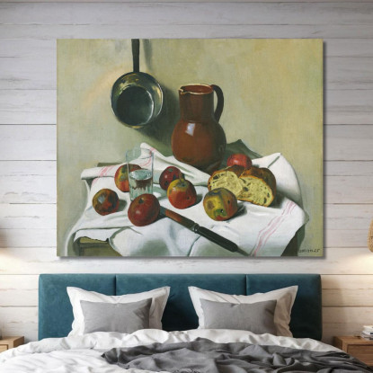 Mele Brocca Bicchiere D'Acqua E Pentola Di Latta Félix Vallotton fvl3 quadro stampato su tela